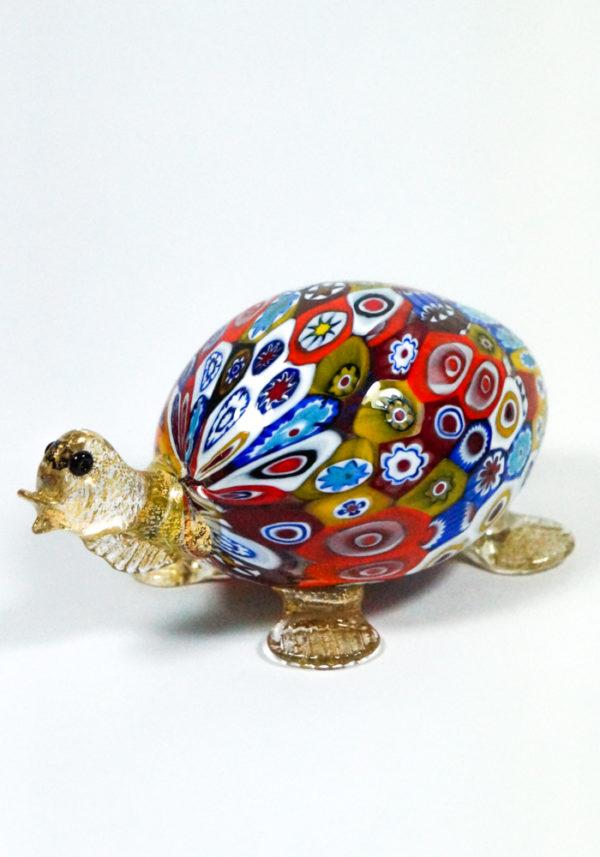 【完売】  Michelangelo - Murano Glass Turtle With Murrina Millefiori 工芸品