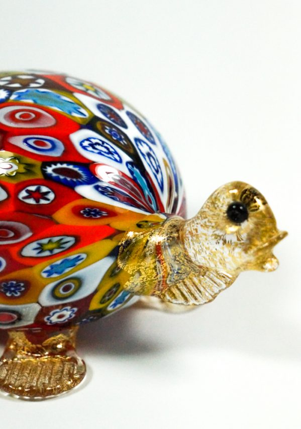Murano Glass Animals - Turtle With Murrina Millefiori