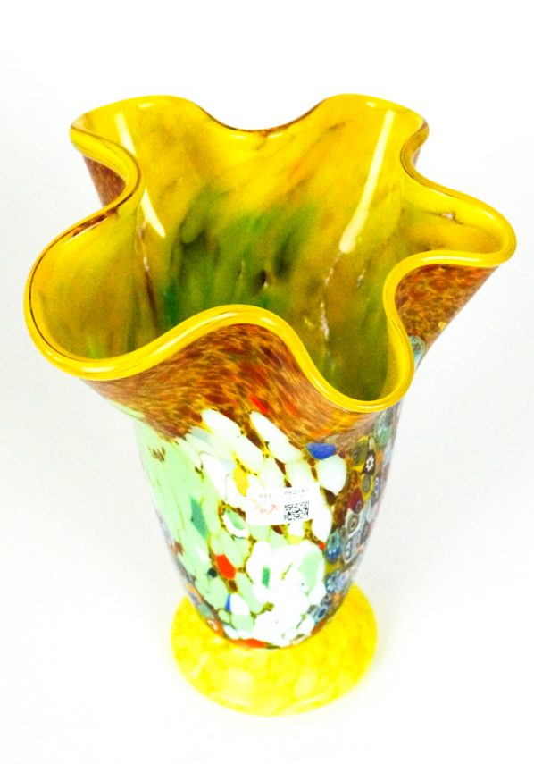 Primavera Sole - Blown Vase Yellow And Murrina Millefiori