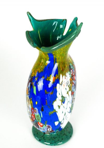 Primavera Taglio - Blown Vase Green And Murrina Millefiori