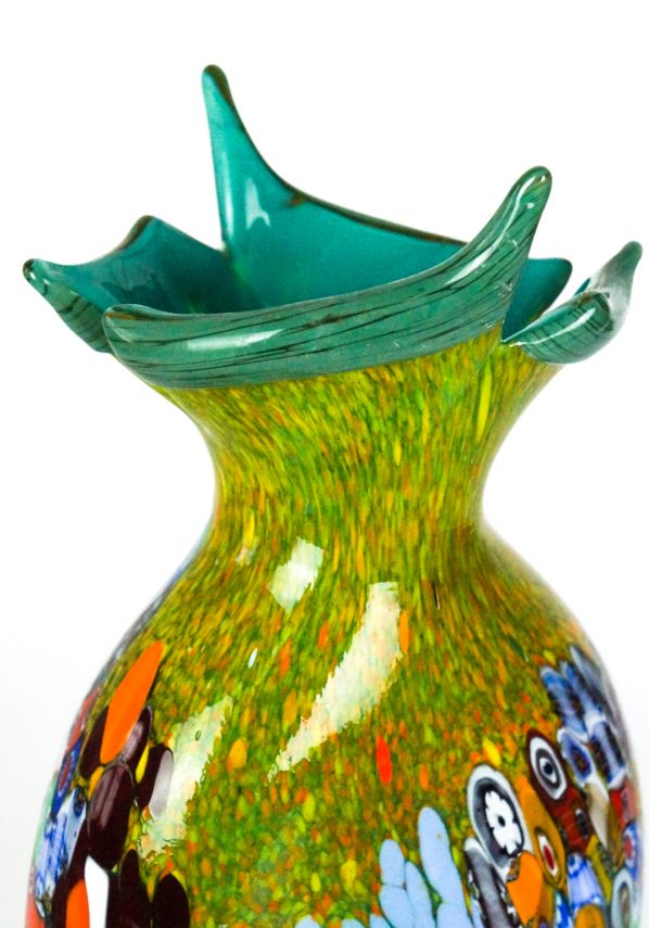 Primavera Taglio - Blown Vase Green And Murrina Millefiori