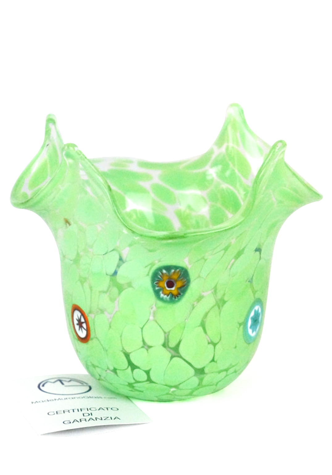 Les Murano Handkerchief Vase Green Made Murano Glass