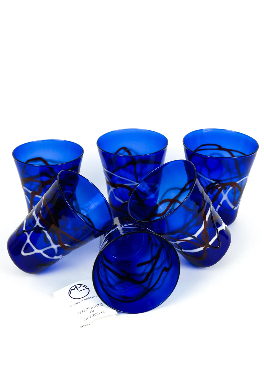 Robis - Set Di Sei Bicchieri In Vetro Di Murano Blu Miami - Made Murano  Glass