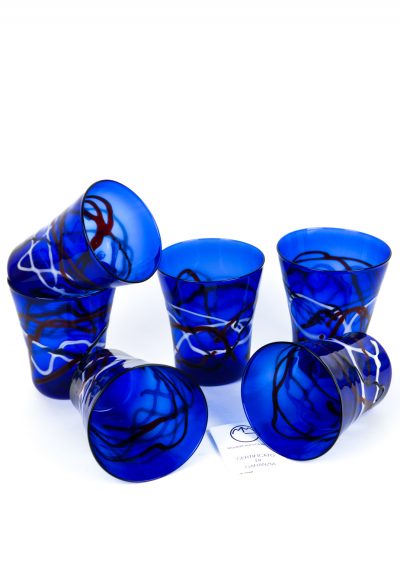 Miami - Set Of 6 Drinking Glasses Tumbler - Made Murano Glass