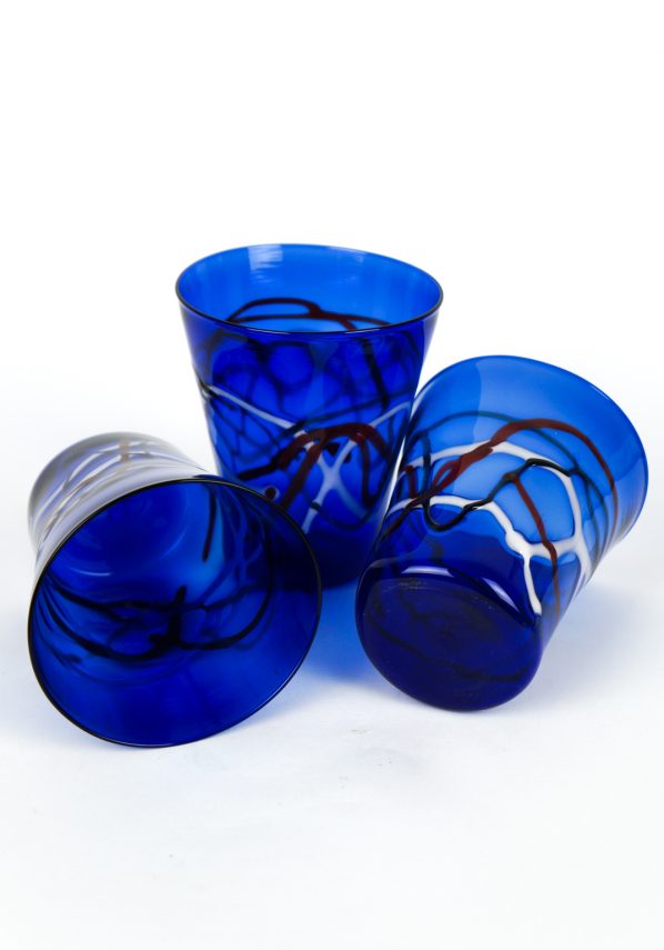 Miami - Set Di 6 Bicchieri Vetro Soffiato Blu