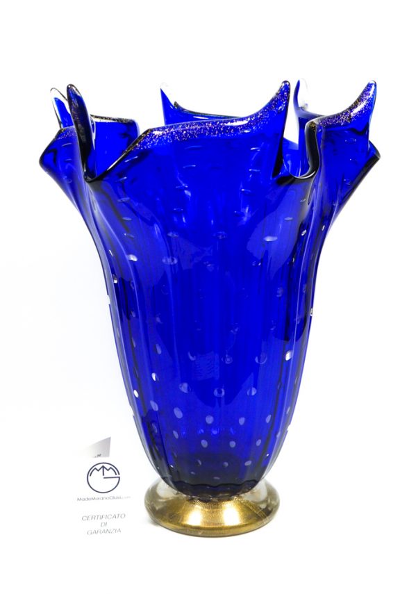 Kobal Blu - Murano Glass Vase Balloton Blu - Made Murano Glass