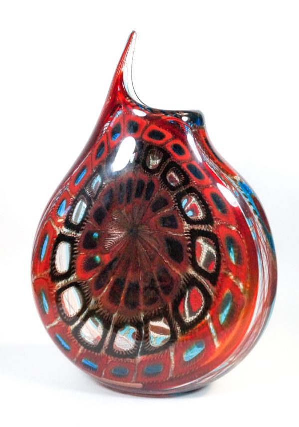 Lebian - Exclusive Venetian Glass Vase With Murrina - Made Murano Glass