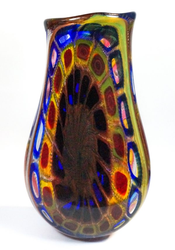 Esotic - Exclusive Venetian Glass Vase With Murrina - Made Murano Glass