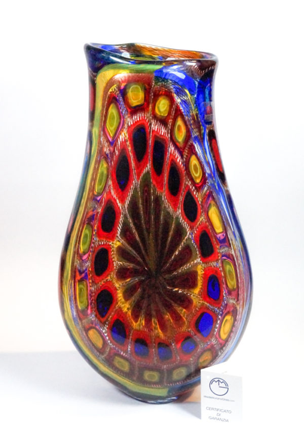 Esotic - Exclusive Venetian Glass Vase With Murrina - Made Murano Glass