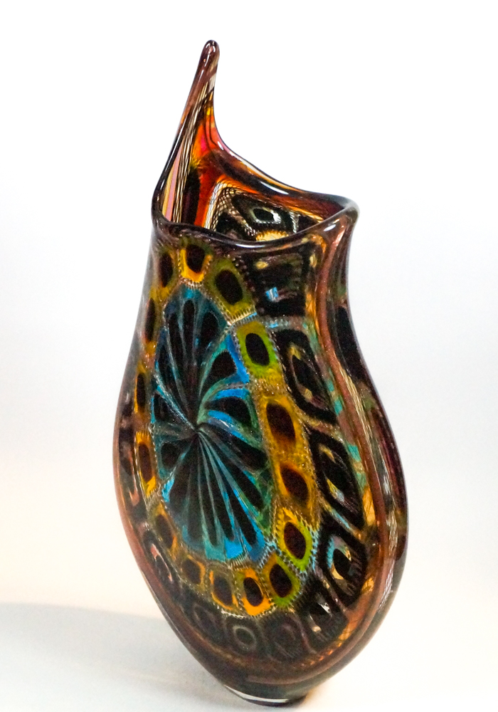 置物 Murano glass, Venetian glass 42cm & 32 Monumental - Exclusive Venetian Glass Vase With Murrina