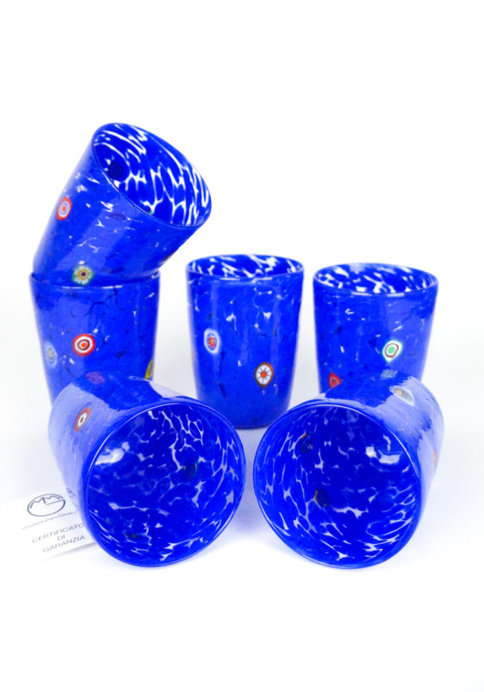 Lilly – Set Of 6 Drinking Glasses Blue- Murano Tumbler