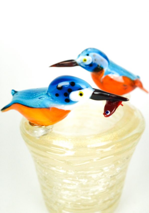 Nest With 2 Birds - Kingfisher - Murano Glass
