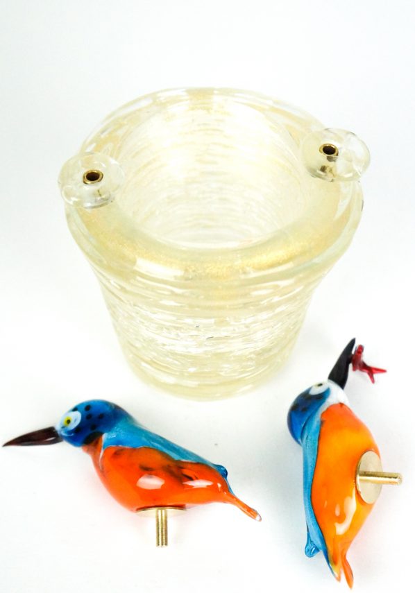 Nest With 2 Birds - Kingfisher - Murano Glass