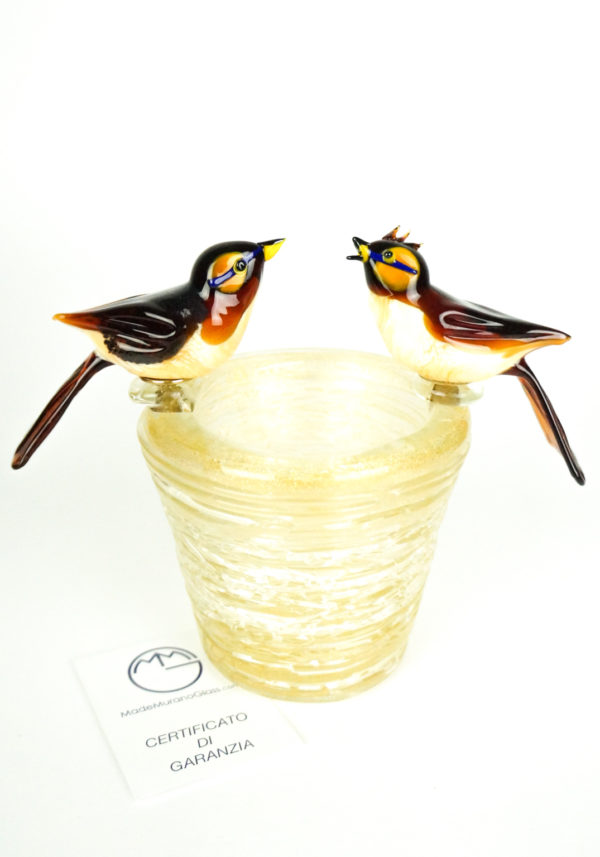 Nest With 2 Birds - Murano Glass