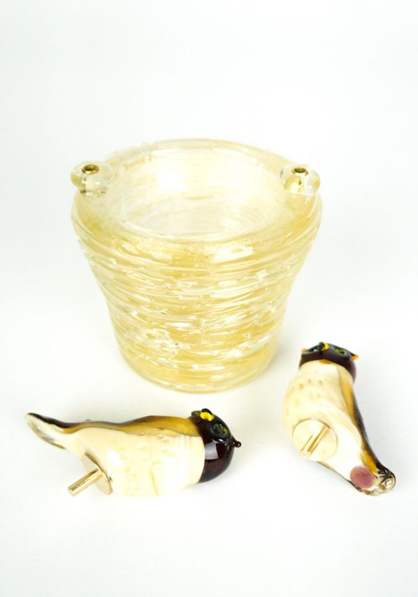 Nest With 2 Owls - Murano Glass