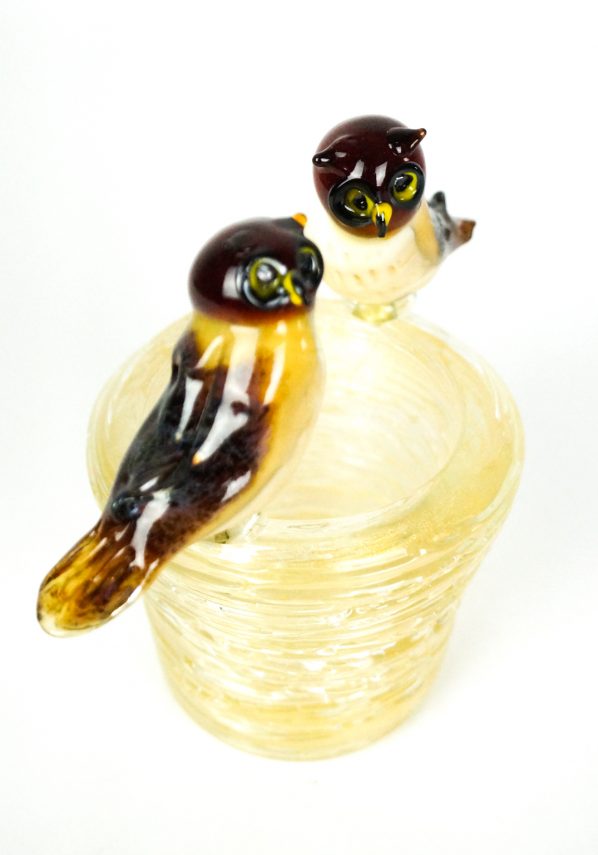 Nest With 2 Owls - Murano Glass