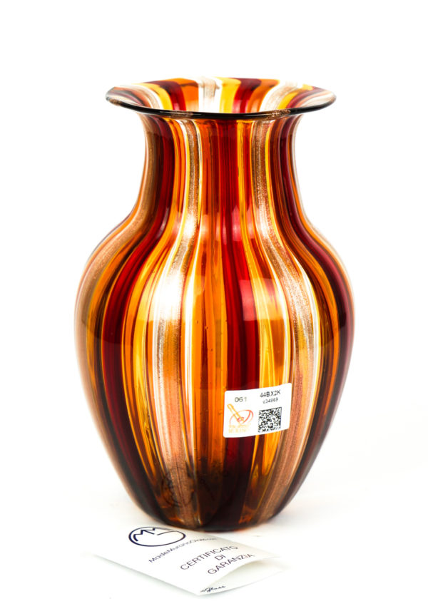 Oleon - Vase In Pipe Red Amber Avventurine