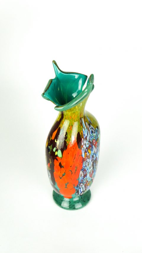 Primavera - Blown Vase Green And Murrina Millefiori