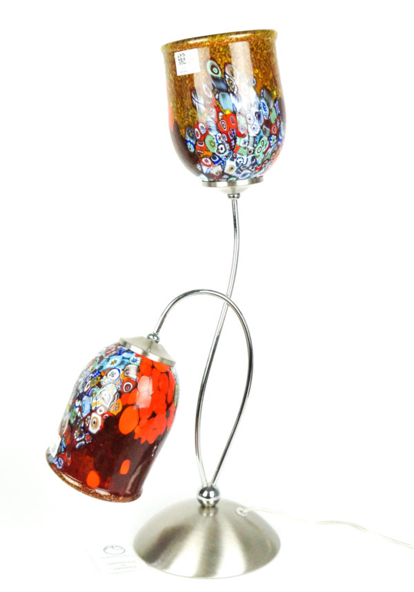 Murano Glass Table Lamps Red With 2 Lights