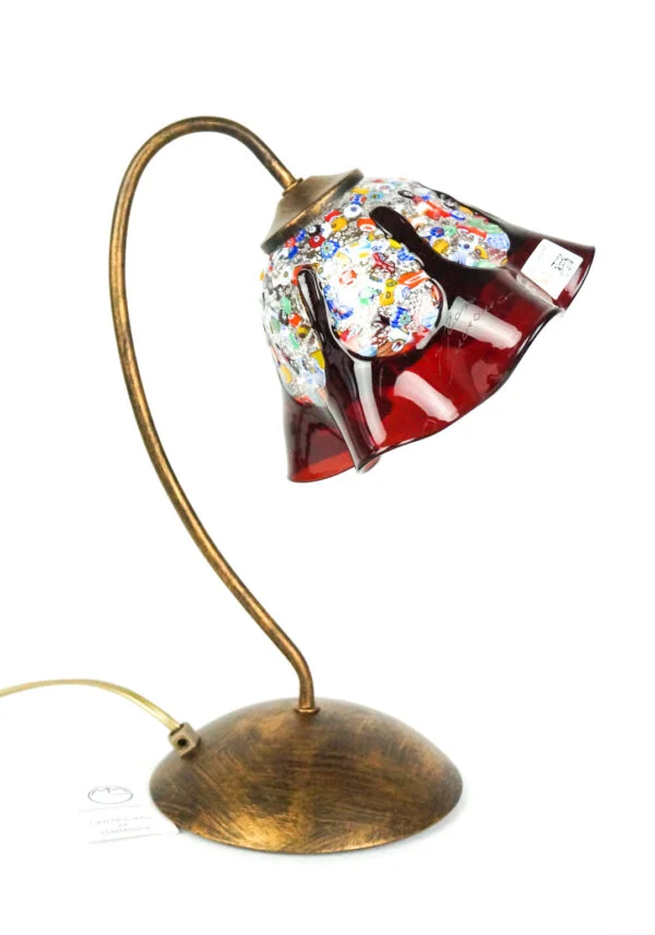 Amys - Murano Glass Table Lamp Red With Millefiori