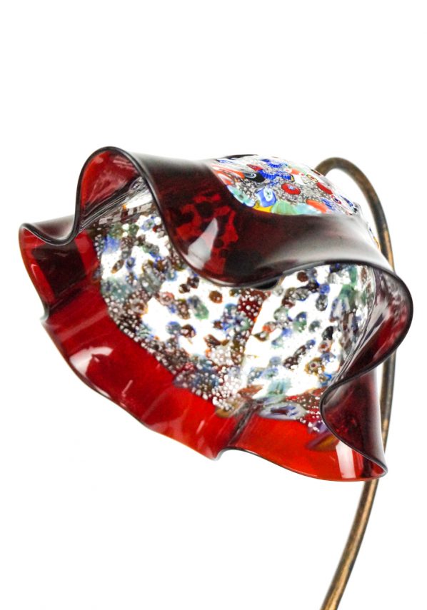 Amys - Murano Glass Table Lamp Red With Millefiori