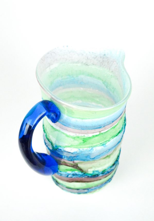 Viva - Jug In Venetian Blown Glass Sbruffi Green Light Blue