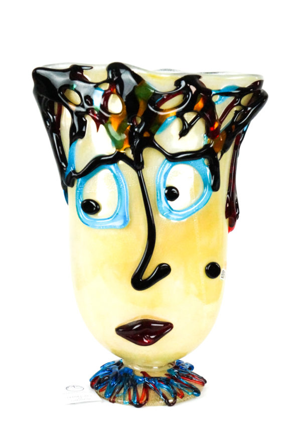 Vase Tribute To Pablo Picasso White Silver Leaf Whit Base