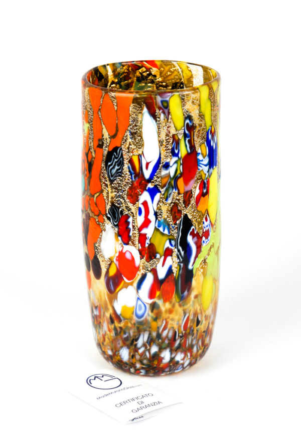 Cilindro - Amber Murano Glass Vase Fantasy