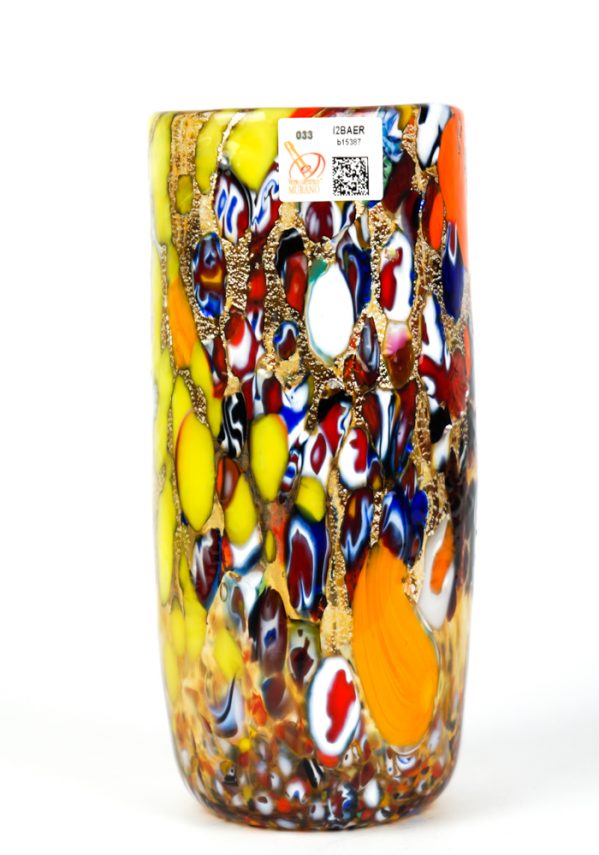 Cilindro - Amber Murano Glass Vase Fantasy