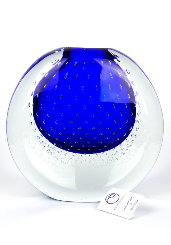 O Mare Mio - Venetian Blown Glass Vase Blue Sommerso - Made Murano Glass