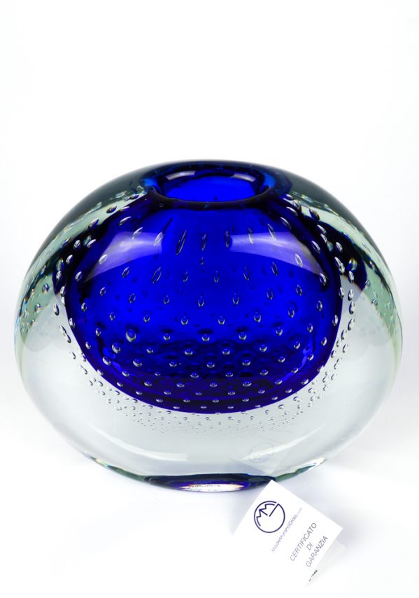 O Mare Mio - Venetian Blown Glass Vase Blue Sommerso - Made Murano Glass