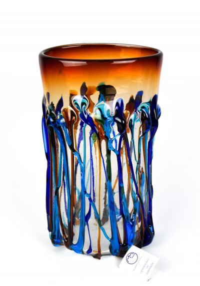 Cascata – Vaso Vetro Soffiato Fili Multicolore
