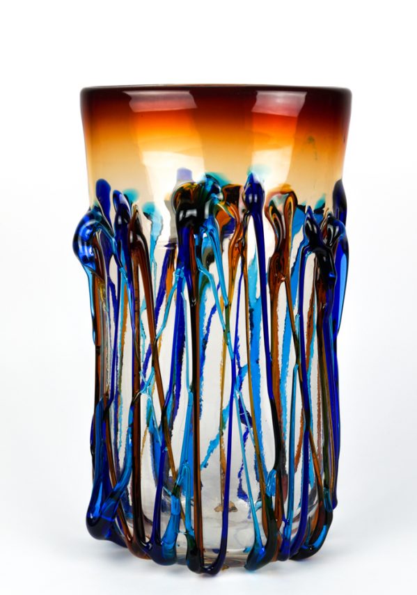 Cascata - Vaso Vetro Soffiato Fili Multicolore