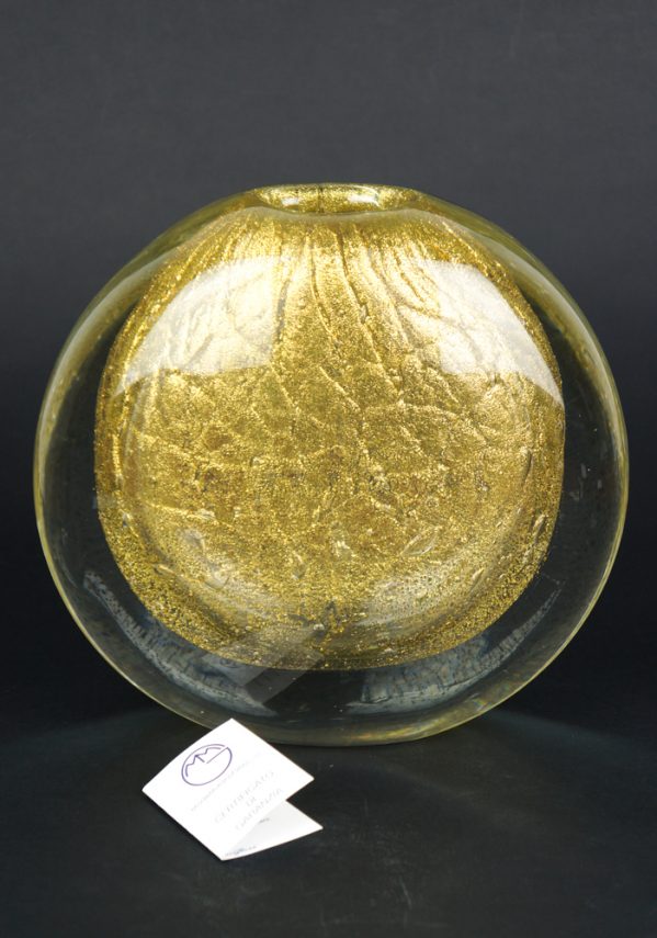 Gold - Venetian Blown Glass Vase Gold - Made Murano Glass