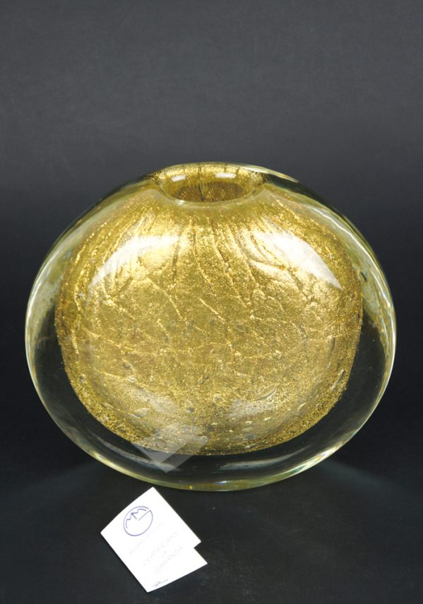 Gold - Venetian Blown Glass Vase Gold - Made Murano Glass