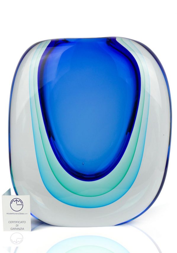 Marino - Vaso Sommerso Blu Verde Acqua - Made Murano Glass