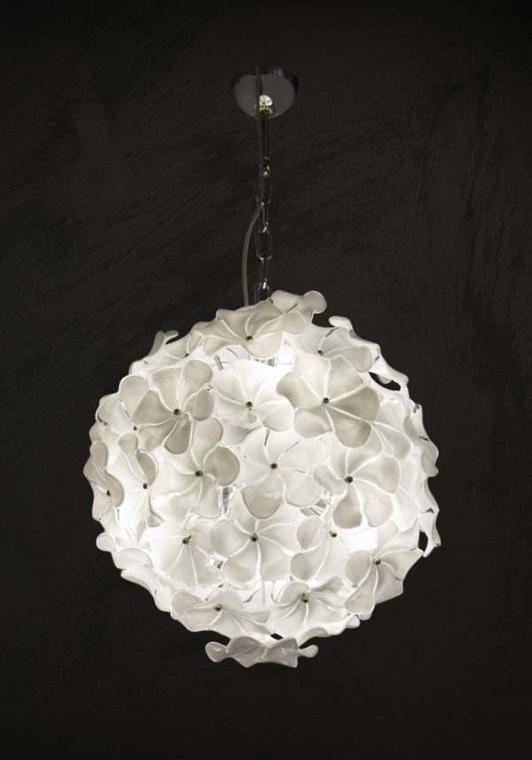 Angelic - Made Murano Glass Chandelier White Roses