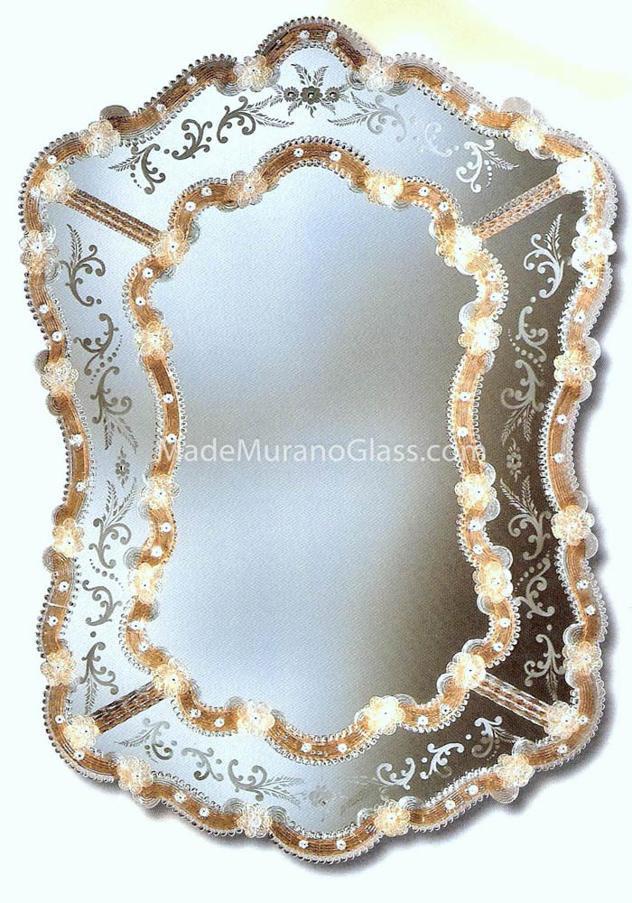 Glass Mirror Bacini Murano Crystals Made Murano Glass