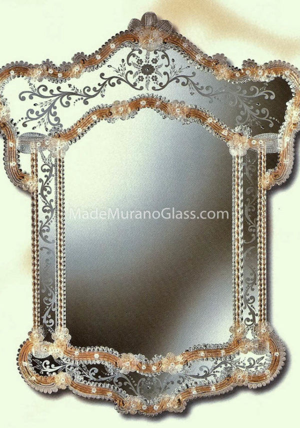 Gold Murano Glass Wall Mirror - San Bortolomeo