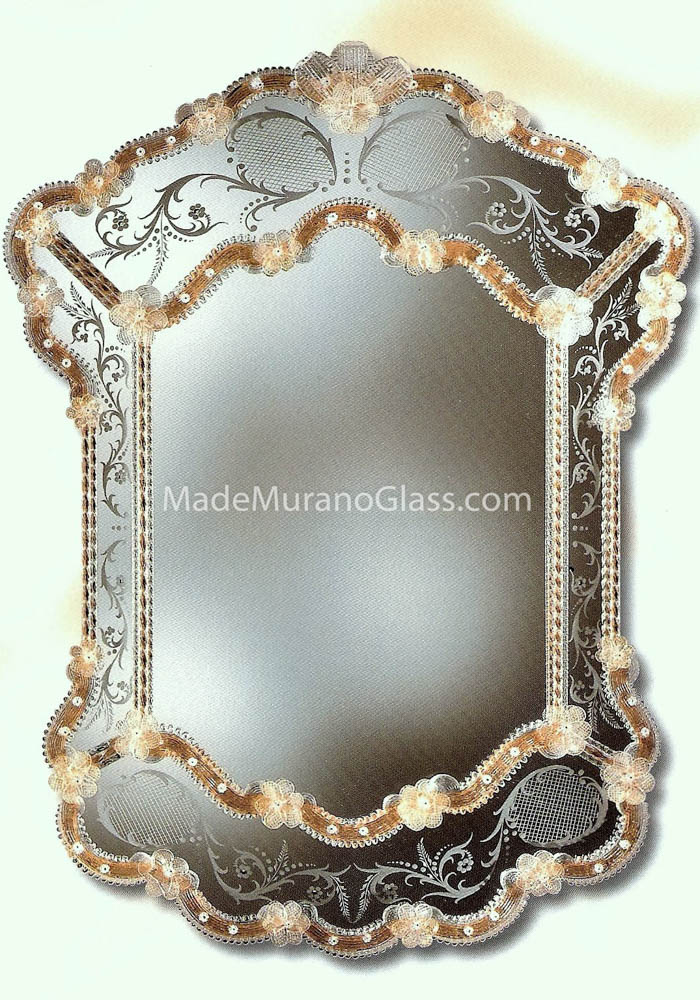 Venetian Glass Wall Mirror - Conterie - Murano Glass