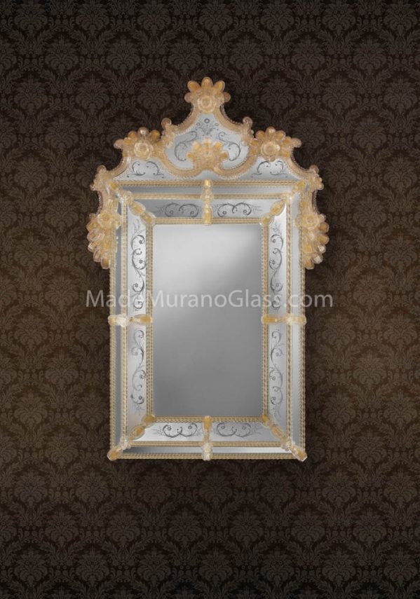 Muran - Specchio In Vetro Di Murano Foglia Oro 24kt