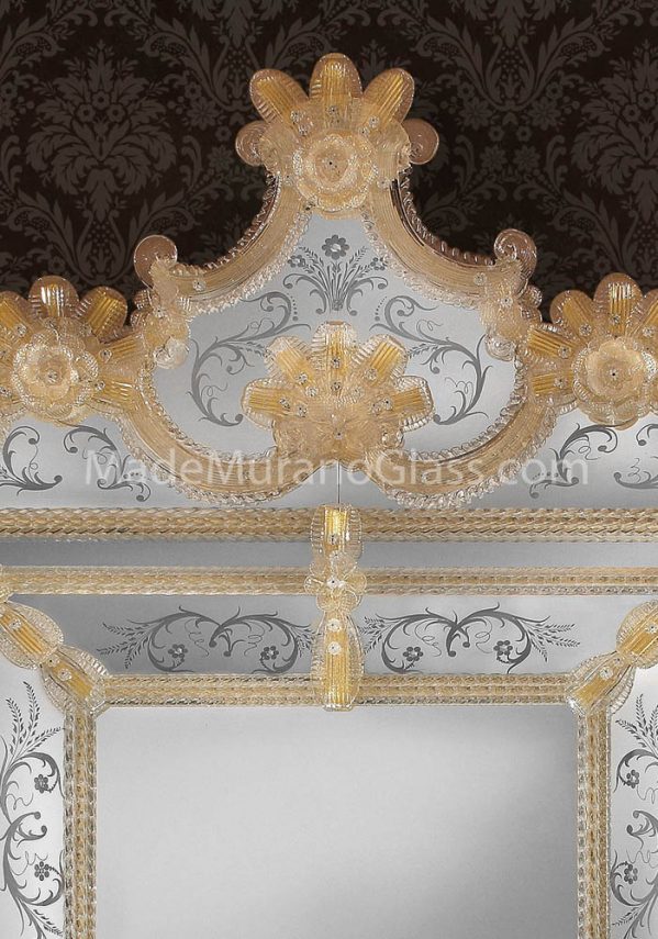 Muran - Specchio In Vetro Di Murano Foglia Oro 24kt