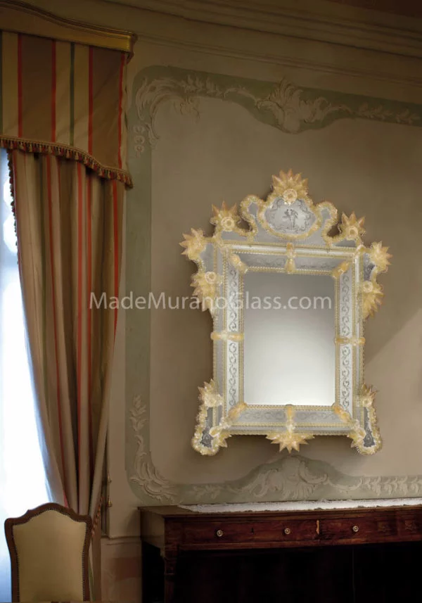 Gold Murano Glass Mirror - Vela - Venetian Glass