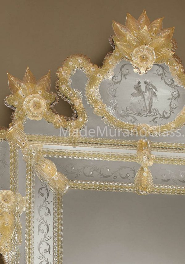 Gold Murano Glass Mirror - Vela - Venetian Glass