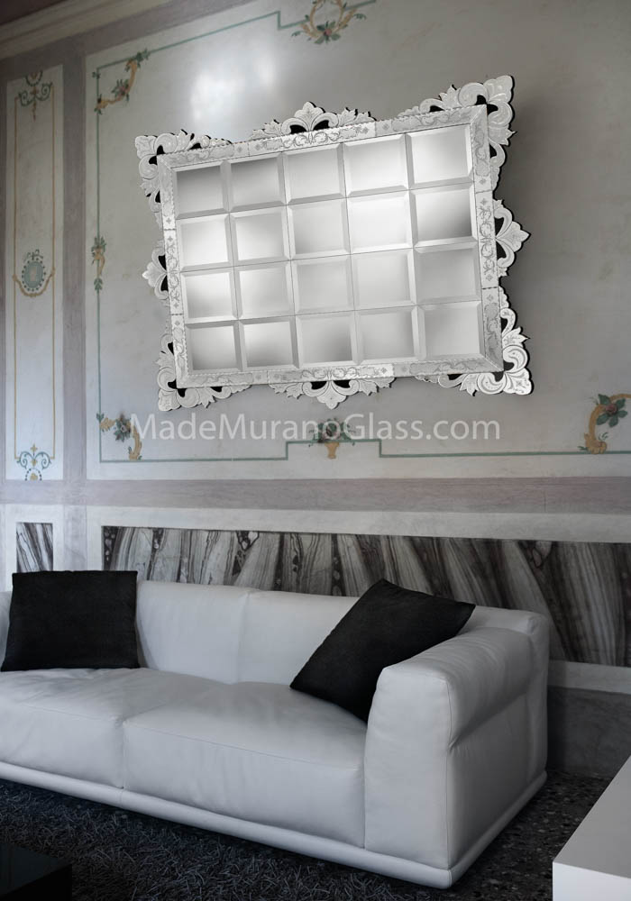 Glass Wall Mirror Dama Murano Collection Made Murano Glass