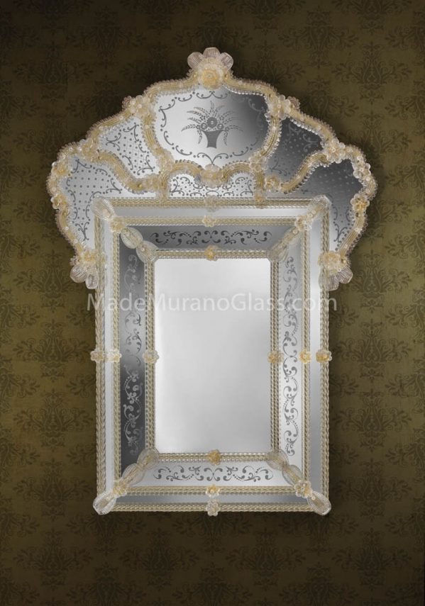 Gold Silver Murano Glass Mirror - Paris