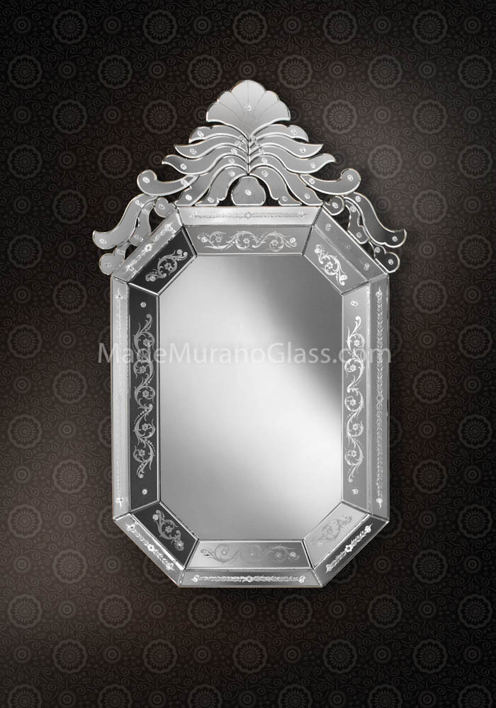 置物 Murano glass, Venetian glass 42cm & 32 Venetian Glass Mirror - Abisso - Murano Glass - Made Murano