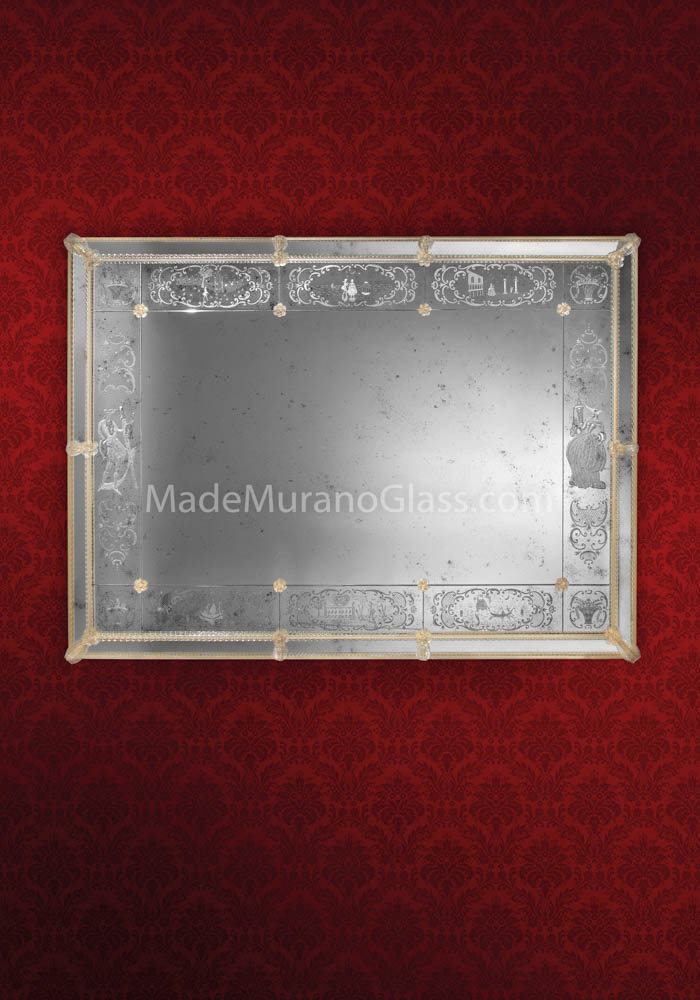 Silver Venetian Glass Mirror - Veneziano - Murano Art Glass