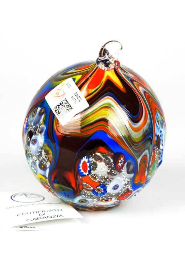 Xmas Murrina Millefiori Ball With Silver Leaf