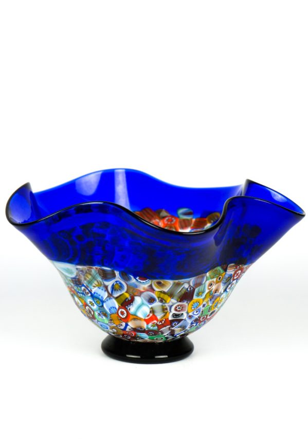 Fisty - Blue Murano Glass Bowl And Millefiori